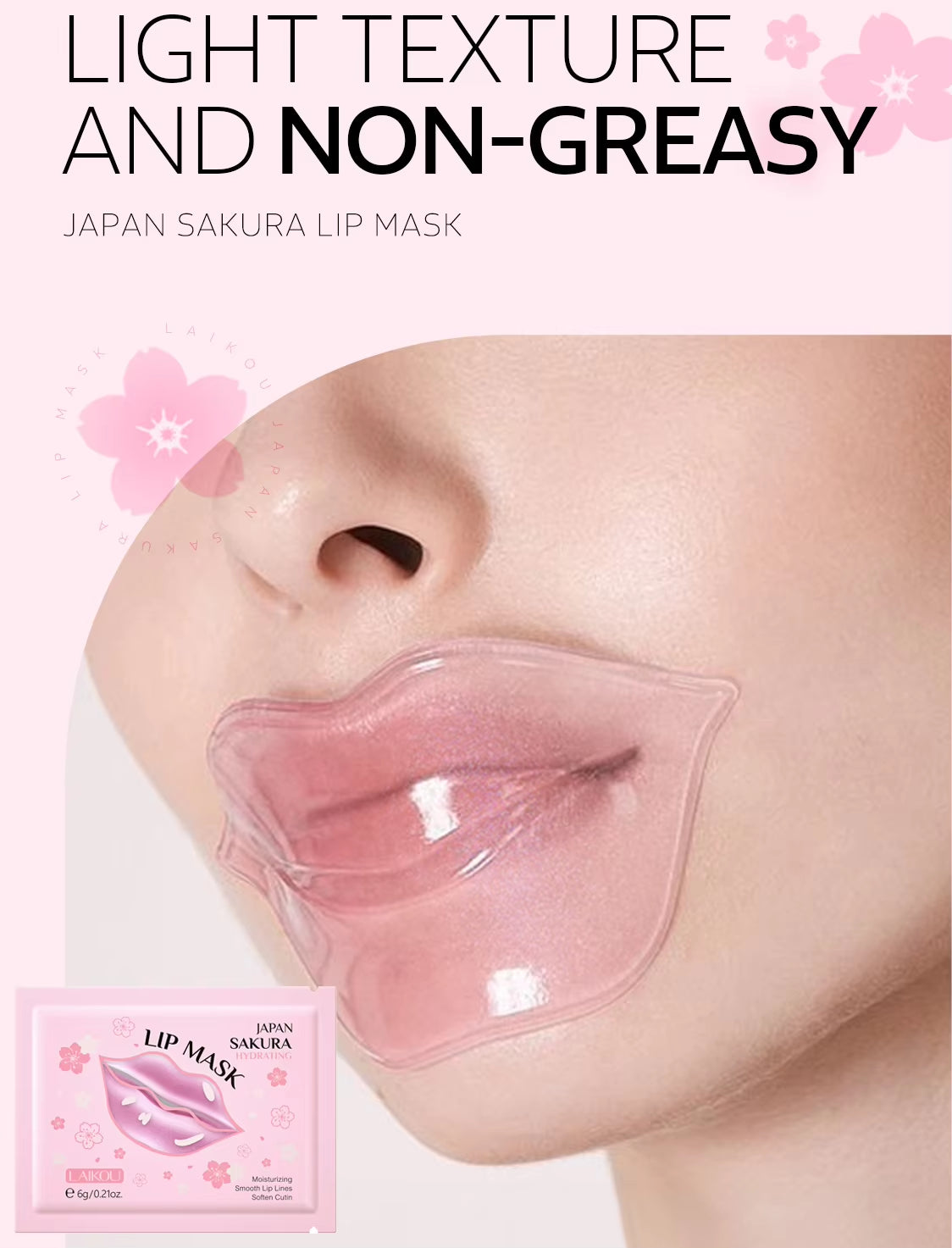 LAIKOI Cherry Blossom Lip Mask Moisturizing anti Wrinkle Nourishing Beauty Lips Moisturizer Lip Patches Gel Pads Skin Care