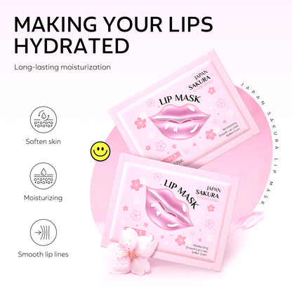 LAIKOI Cherry Blossom Lip Mask Moisturizing anti Wrinkle Nourishing Beauty Lips Moisturizer Lip Patches Gel Pads Skin Care