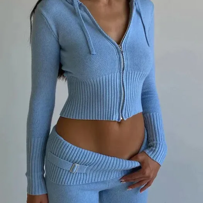 Zip Up Hoodie & Low Waist Pants Set