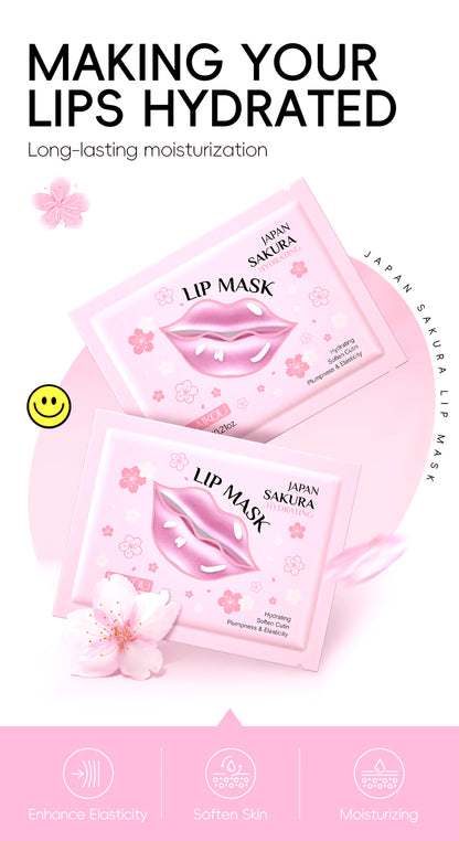 LAIKOI Cherry Blossom Lip Mask Moisturizing anti Wrinkle Nourishing Beauty Lips Moisturizer Lip Patches Gel Pads Skin Care