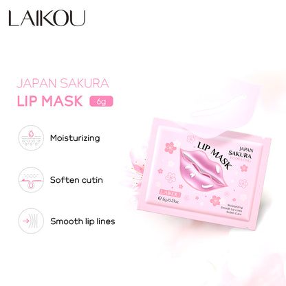 LAIKOI Cherry Blossom Lip Mask Moisturizing anti Wrinkle Nourishing Beauty Lips Moisturizer Lip Patches Gel Pads Skin Care